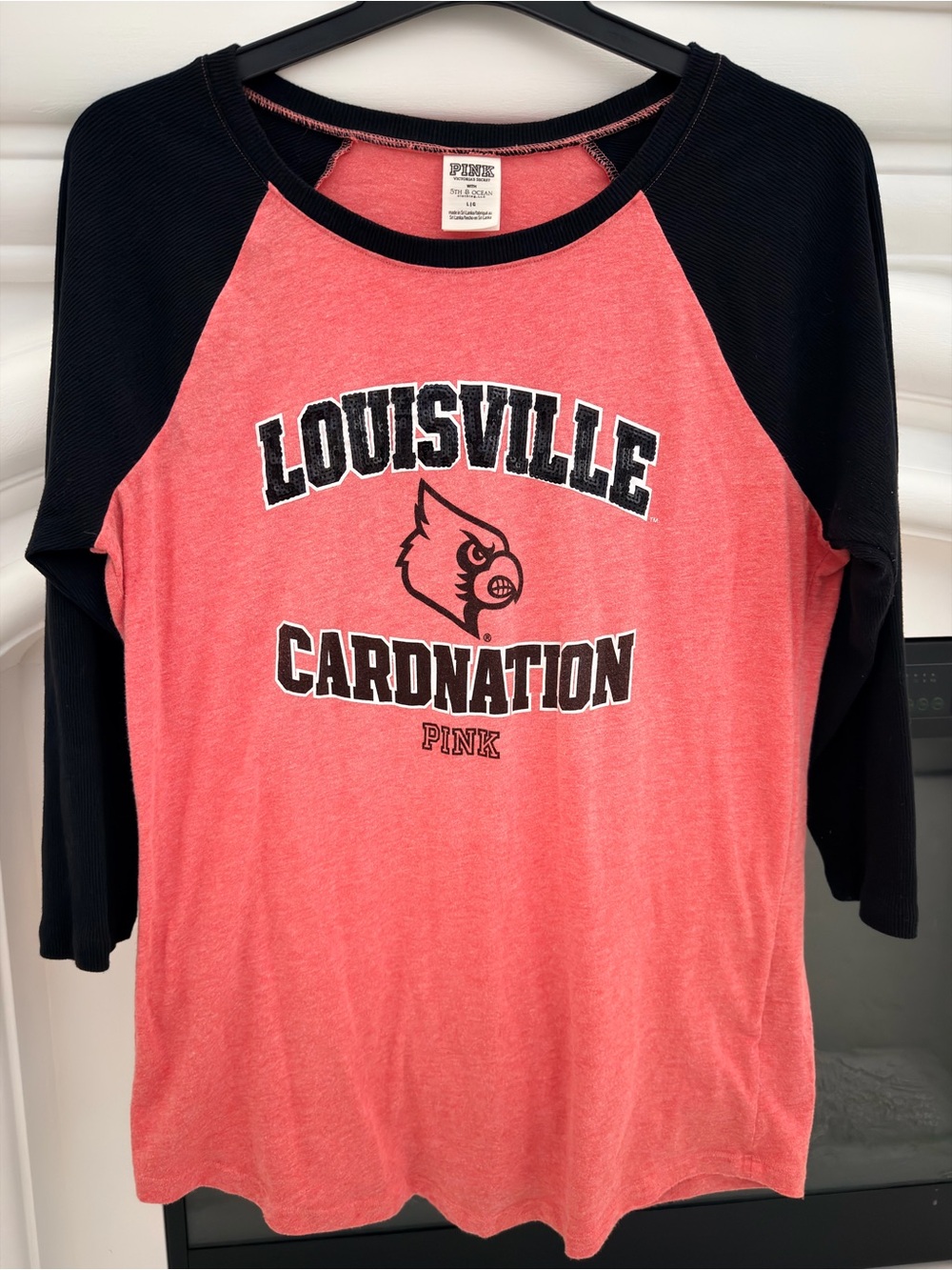 PINK Victoria's Secret Louisville Card Nation Ribbed Top-Size L